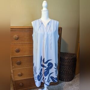 Merona Periwinkle Blue Garden Party A-line Dress Fade Floral XL